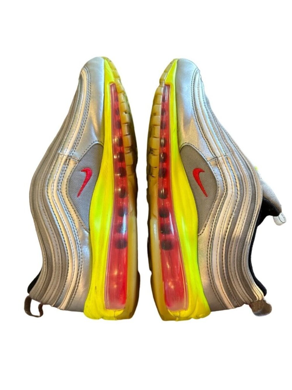 Nike Air Max 97 SE BG Youth Shoes Silver/Yellow/Red Size 7Y - Picture 4 of 7
